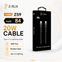 Z59 Z.PLUS 20W كابل تايب سي أيفون قماش فعلي
