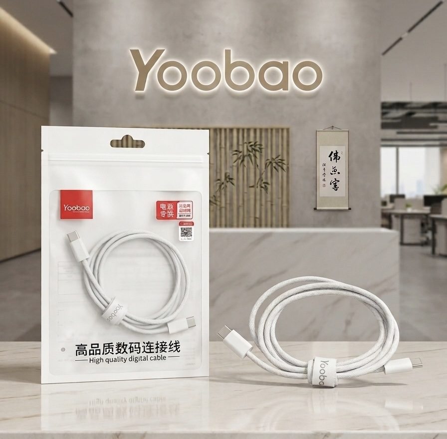 كابل فاست قماش طرفين تايب سي Yoobao 60W